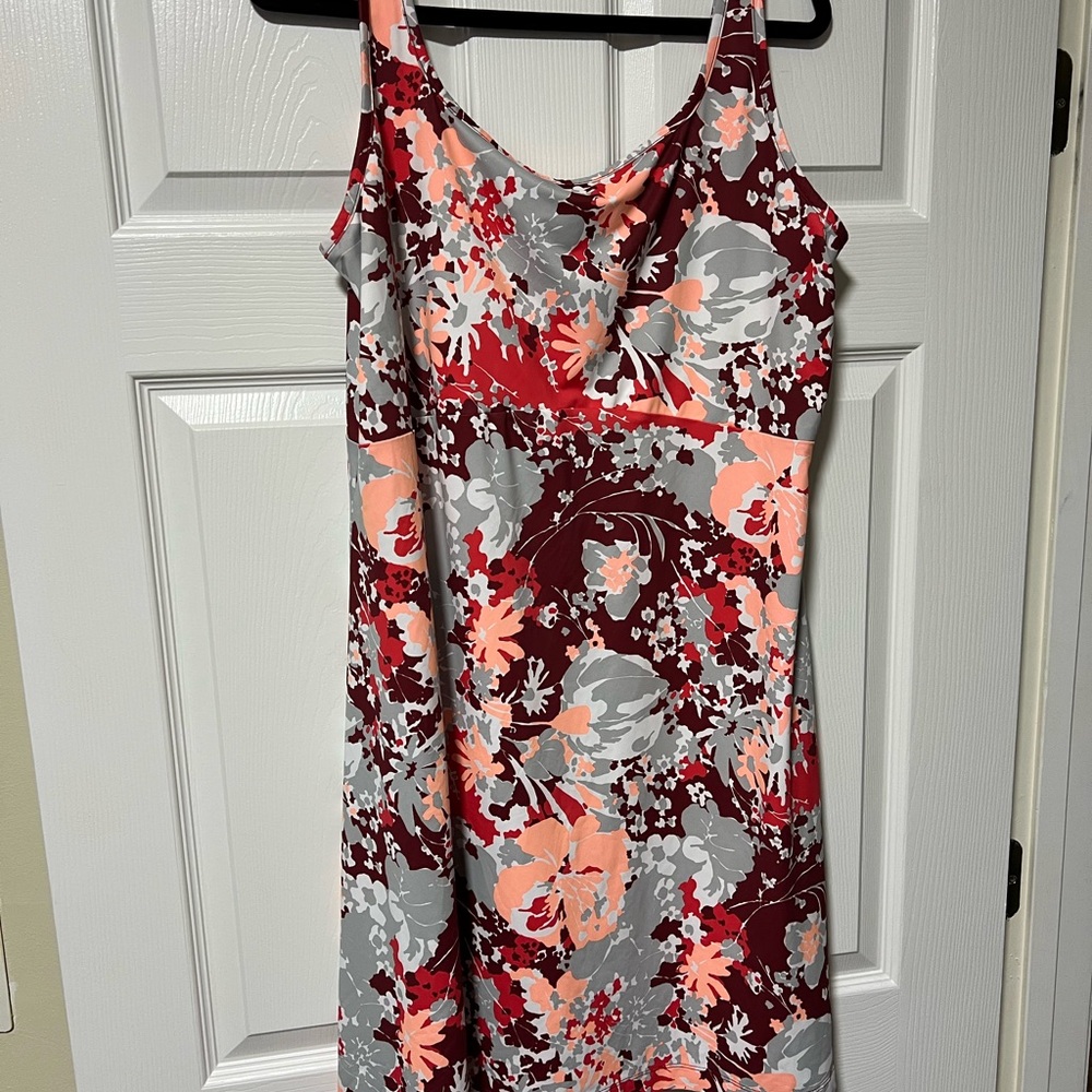 Columbia Floral Mini Dress - Red and Gray